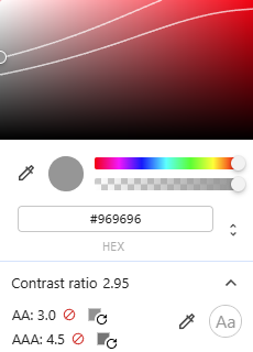 Contrast ratio rating example in Google Chrome